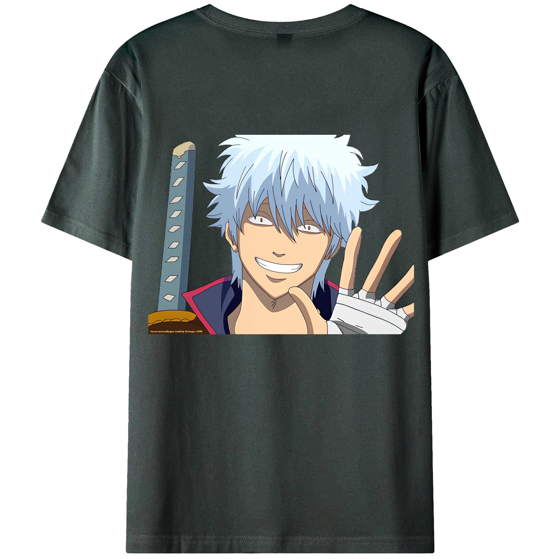 （画像用） ぎんたま 坂田銀時（さかたぎんとき） 神楽 志村新八（しむら しんぱち） GINTAMA Sakata Gintoki Kagura Shimura Shinpachi 綿100％ メンズ半袖Tシャツ（バックプリント） 通気性